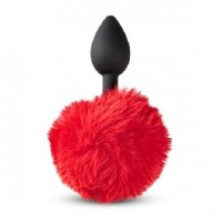 Butt Plug Black Silicone with Red Bunny Tail